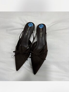 Marc Fisher Brown Pointed Toe Bow Slingback Mules